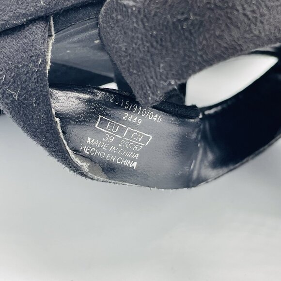 Zara Sandals Womens 8.5 /EU39 Black Y2K Square Ankle Strap Chunky Block Heel - Picture 13 of 13